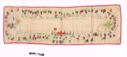 Image of Embroidered bureau scarf with MacMillan-Moravian school, church, the Bowdoin, and tree